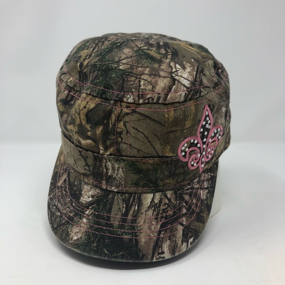 WOMEN’S CAMO BALL CAP, PINK FLEUR-DE-LIS - Picture 2 of 5